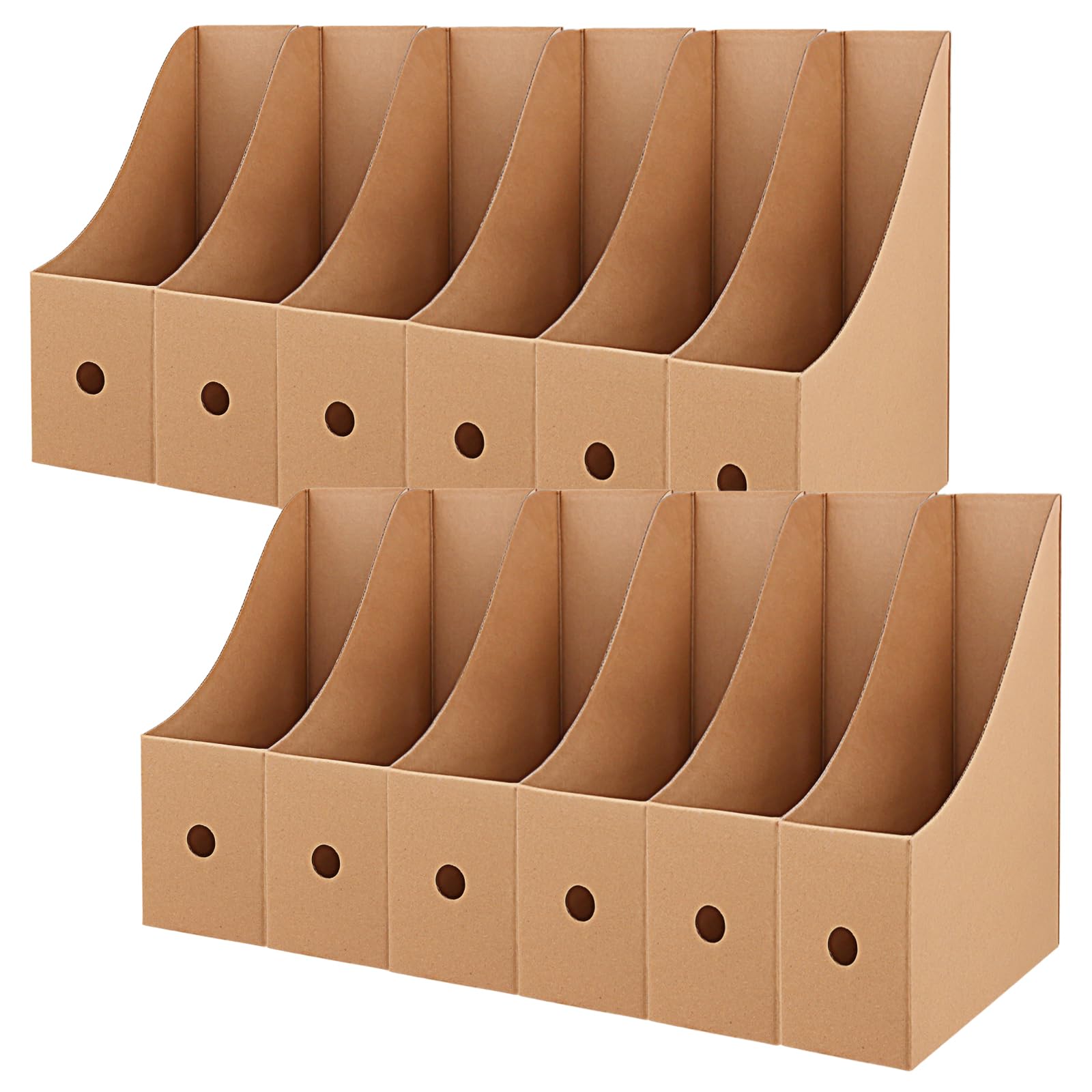 MAHIONG 12 Pcs Cardboard File Storage Boxs, Kraft Magazine File Holders, Practical Document Classification Storage Boxs for School, Office, Home
