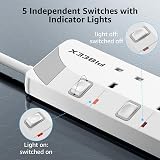 PIBEEX Extension Lead with USB C PD 20W 2 USB A 1 USB C 4 Way 2m Wall Mount view 4