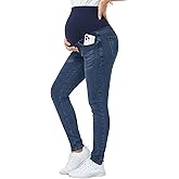 PACBREEZE Women's Maternity Jeans Over Belly Skinny Stretchy Denim Pants Comfy Slim Pregnancy Pants