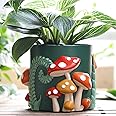 GUGUGO Colorful Mushrooms Planters Cute Unique Rainbow Planter with Drainage, Vintage Retro Flower Plant pots for Indoor Plants, Eclectic Succulent Gardening Pot for Boho Modern Home Décor (C,5 Inch)