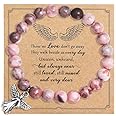 COLORFUL BLING Inspirational Religious Bracelet Guardian Angel Charm Bracelets/Sympathy Gift for Loss of Loved One/Sympathy Gift Amethyst Bead Bracelet/with Angle Wings Jewelry Gifts for Women