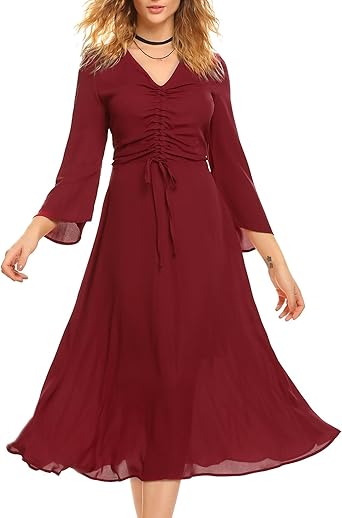 wine red midi dress