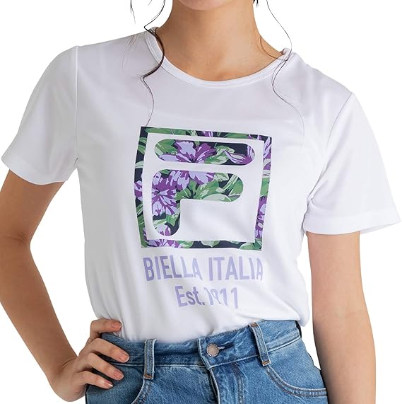 Amazon Fila フィラ Tシャツ レディース 半袖 吸水 速乾 Uvカット プリント ホワイト M Tシャツ カットソー 通販