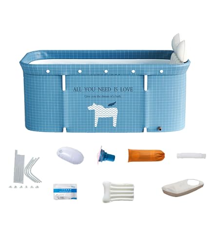 Portable Bathtub, Foldable Free Standing Soaking Bath Tub Bucket Kit Eco-Friendly Bathtub