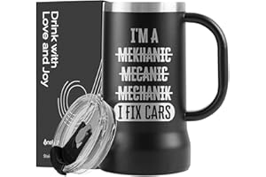 Onebttl Mechanic Gifts for Men, Car Guy Christmas Gifts, 24oz Stainless Steel Beer Stein, I Can Fix Cars