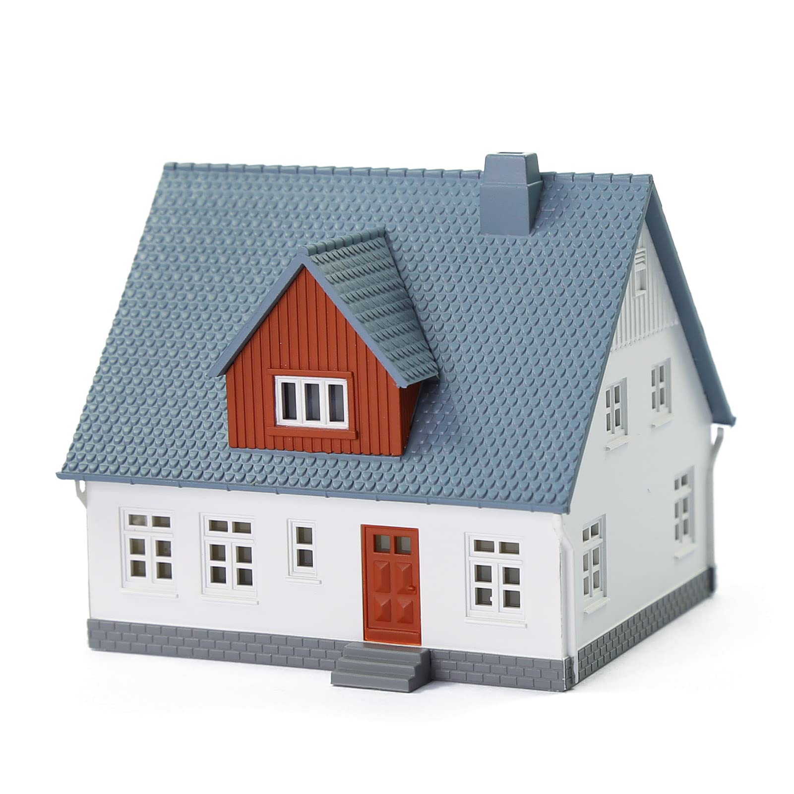 1pc N Scale 1:160 Model Village House Pre-built Building Diorama (Blue)