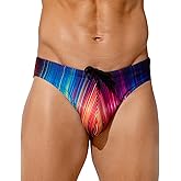 Arjen Kroos Mens Sexy Swim Briefs Bikini Swimwear Print Swimsuit with Drawstring Bathing Suit