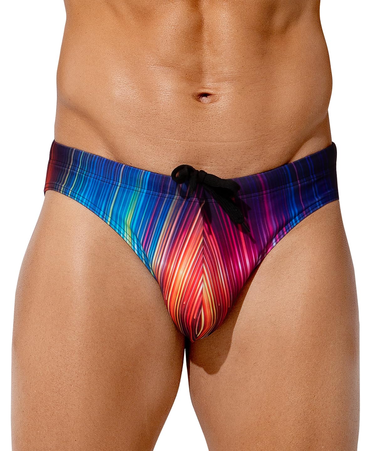 Photo 1 of Arjen Kroos Mens Sexy Swim Briefs Bikini Swimwear Print Swimsuit with Drawstring Bathing Suit Blue, M