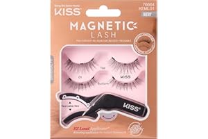 KISS Magnetic Lash 01, Synthetic False Eyelashes with Magnets Under and Over Your Upper Lashes, No Glue Needed, Lightweight, Reusable, Contact Lens Friendly, Cruelty Free, with Lash Applicator, 1 Pair