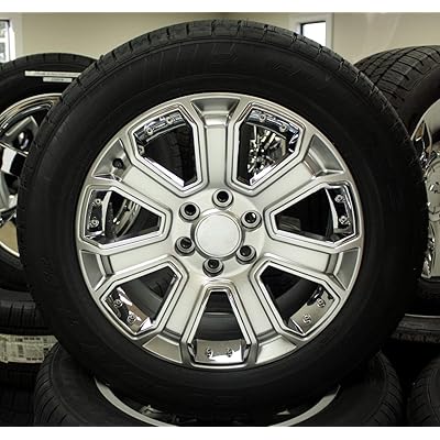 Buy Hyper Silver With Chrome Insert Replica Rims With 275 55r Tires Wheels Includes Tpms Sensors 24 Polished Stainless Lug Nuts For 01 18 Chevy Silverado Tahoe Suburban Gmc Sierra Yukon Set Online
