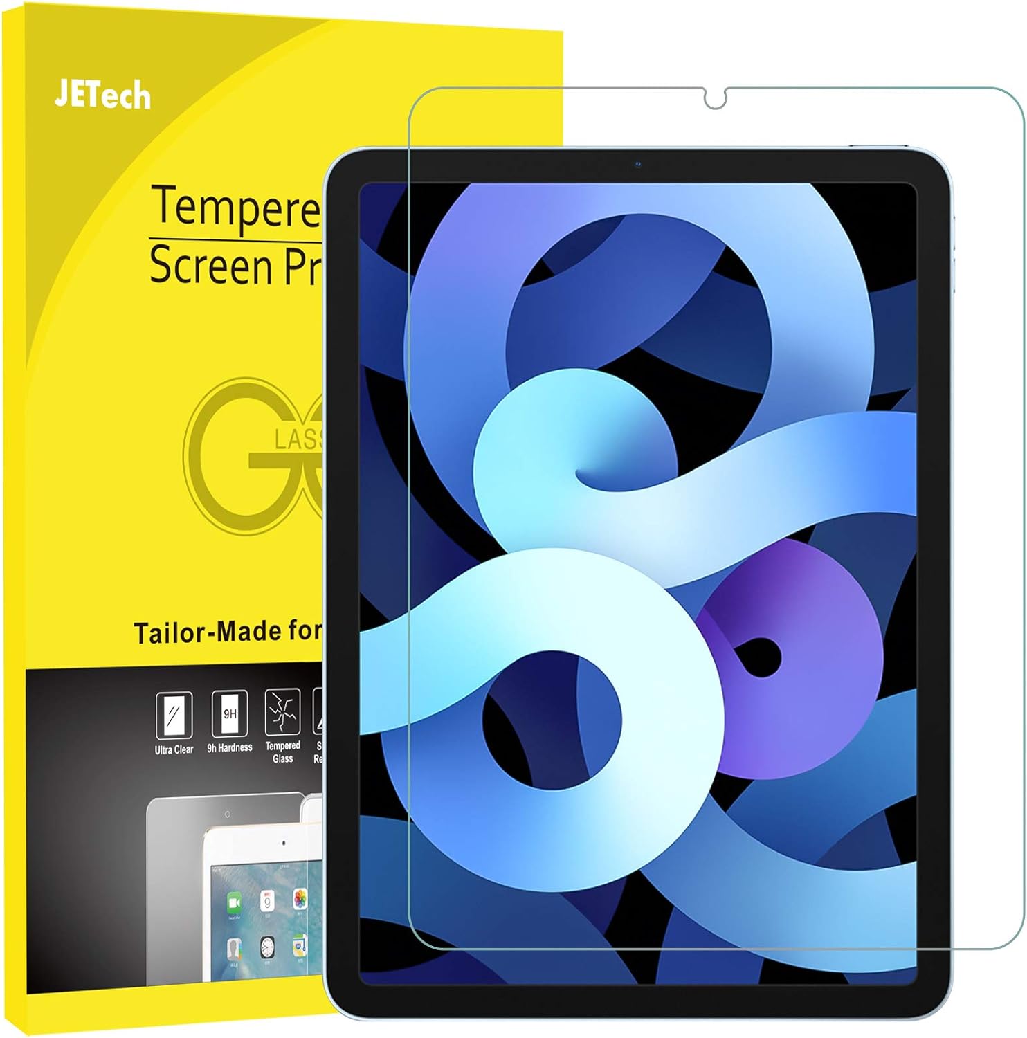 JETech Screen Protector for iPad Air 5/4 (10.9-Inch, 2022/2020 Model, 5th/4th Generation), 9H Tempered Glass Film, 1-Pack