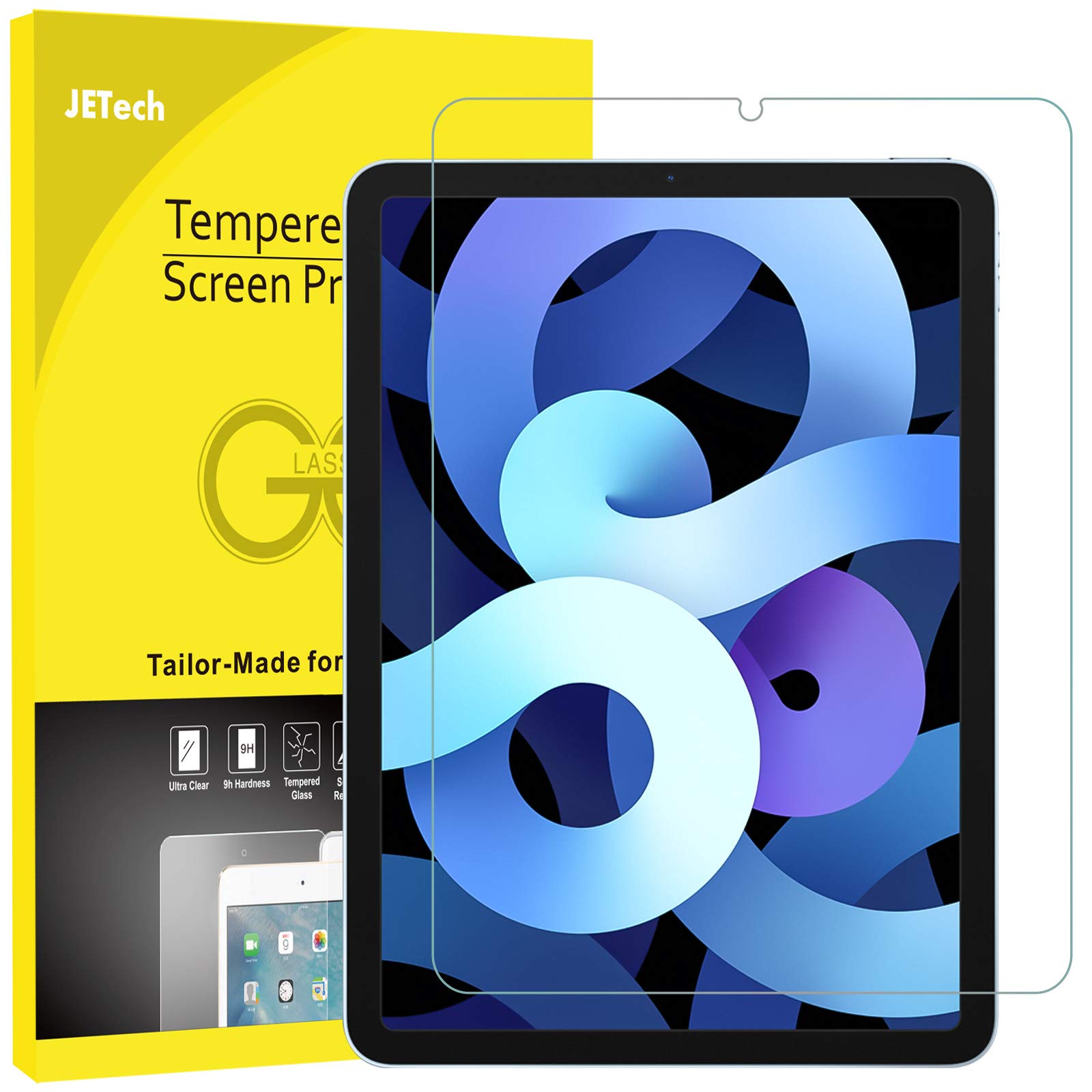 JETech Screen Protector for iPad Air 5/4 (10.9 Inch, Model 2022/2020, 5th/4th Generation), Tempered Glass Screen Protector, HD Clear, Pack of 1