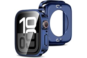 Amizee 2 in 1 Case [2-Pack] Compatible with Apple Watch Series 11/10 46mm with Built-in Screen Protector, Straight Edge Hard PC Full Body Protective Cover for iWatch 46mm, Blue
