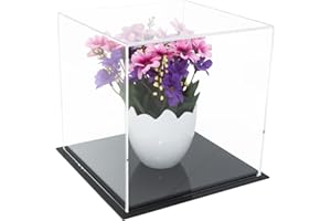Better Display Cases Versatile Acrylic Display Case, Cube, Dust Cover or Riser with Black Base 8" x 8" x 8" (V32/A059)
