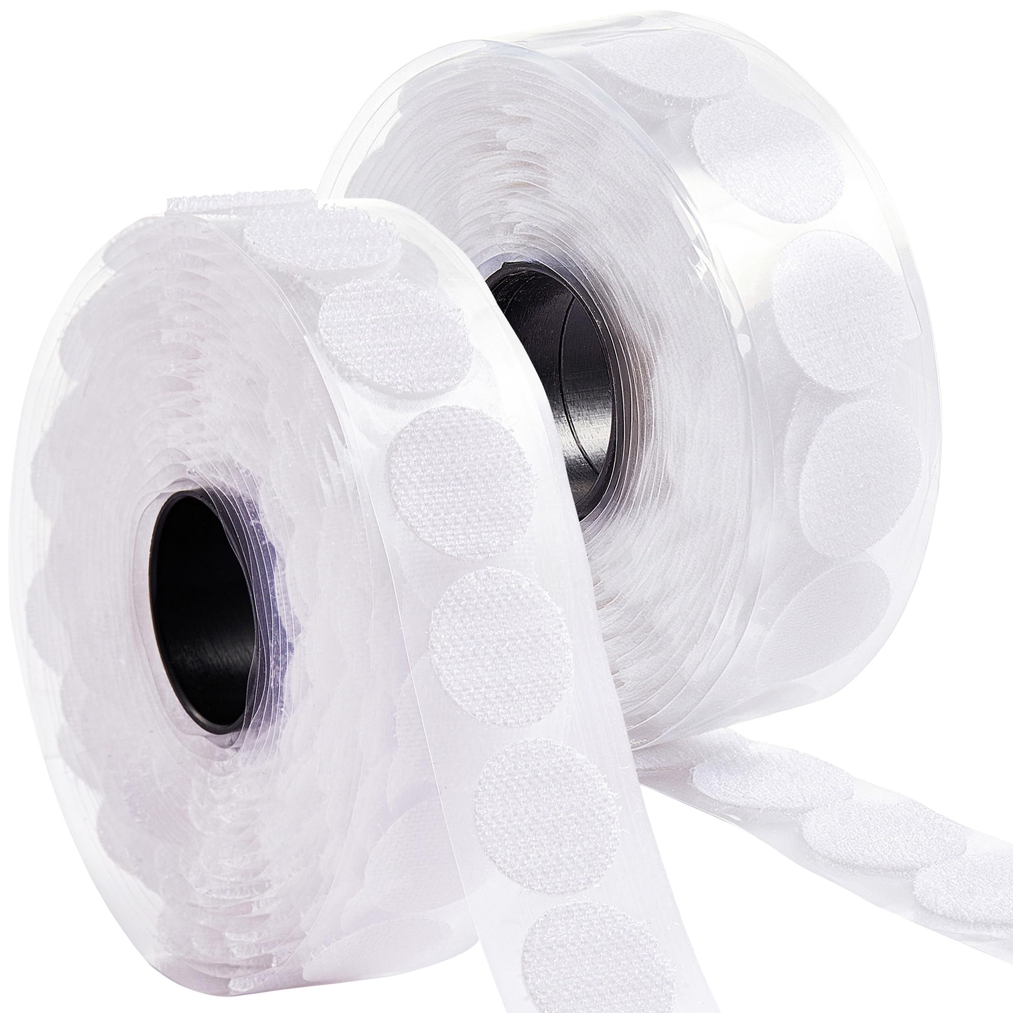 Photo 1 of (3/4 Inch Dots, 200 Sets) Round Stick On for Fabric Circles, No Sew Sticky Back Strips with Adhesive for Fabric, Clothes, Curtains - Heavy Duty Double Sided Hook and Loop Pants Hem Tape Fasteners