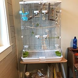 vision bird cage stand with cabinet
