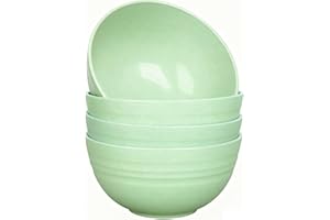 Cereal Bowls, Unbreakable Wheat Straw Free Eco-Friendly Bowl Sets of 4 Plastic Bowls - Dishwasher & Microwave Safe - Perfect 