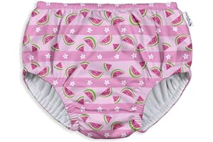green sprouts Pull-up Reusable Absorbent Swimsuit Diaper-Light Pink Watermelon Stripe-3T