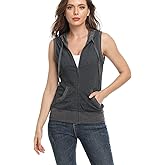 Dilgul Women's Sleeveless Hoodies Zip Up Hooded Vest Casual Sweatshirt with Kanga Pocket