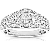 VIR JEWELS 1 cttw Diamond Prong Set Wedding Engagement Ring Set 14K White Gold Multi Row Bridal