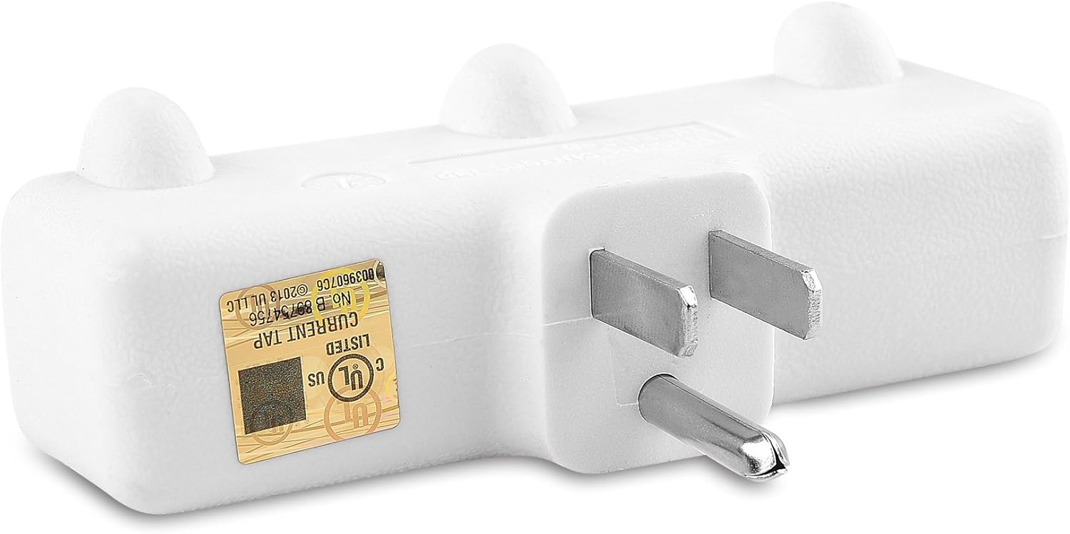 Cable Matters 2-Pack Spaced 3 Outlet Grounded Outlet Extender Wall Tap - - 