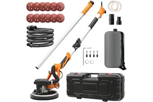 Drywall Sander 1250W, 11.5 Amp Electric Sander with Vacuum, 5 Variable Speed 500-1800RPM with Telescopic Handle with LED Ligh