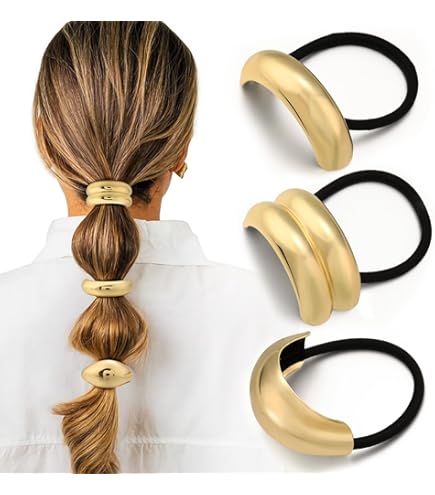 Amazon.com : 3PCS Silver Hair Ties, Metal Hair Ties for Thick Hair
