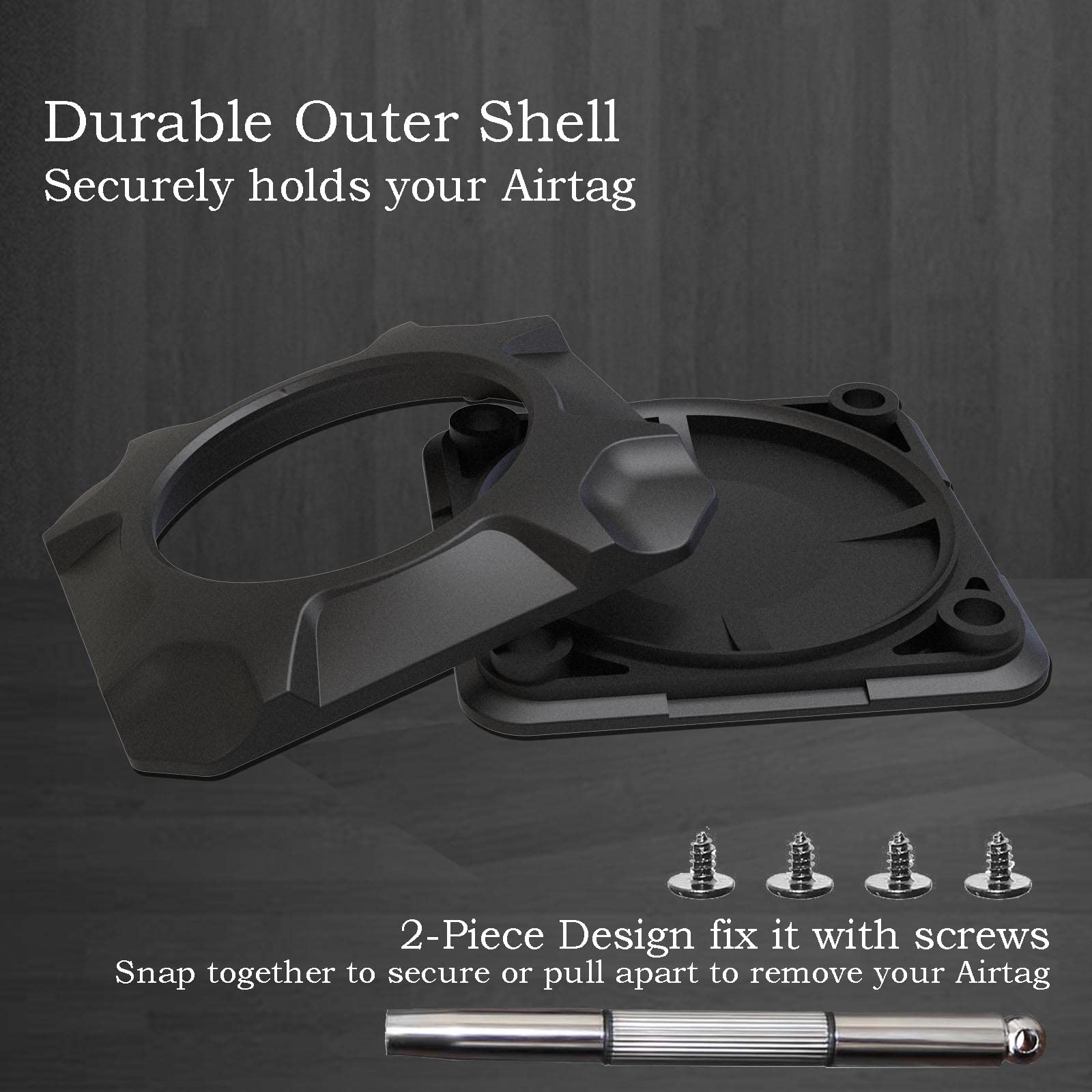 for Airtag Holder Strong Case Stick-On Mount for Airtag Protective Pasteable Accessories Air Tag Case Compatible with Apple AirTag Hidden Protective Location Tracker (1 Pack Black)
