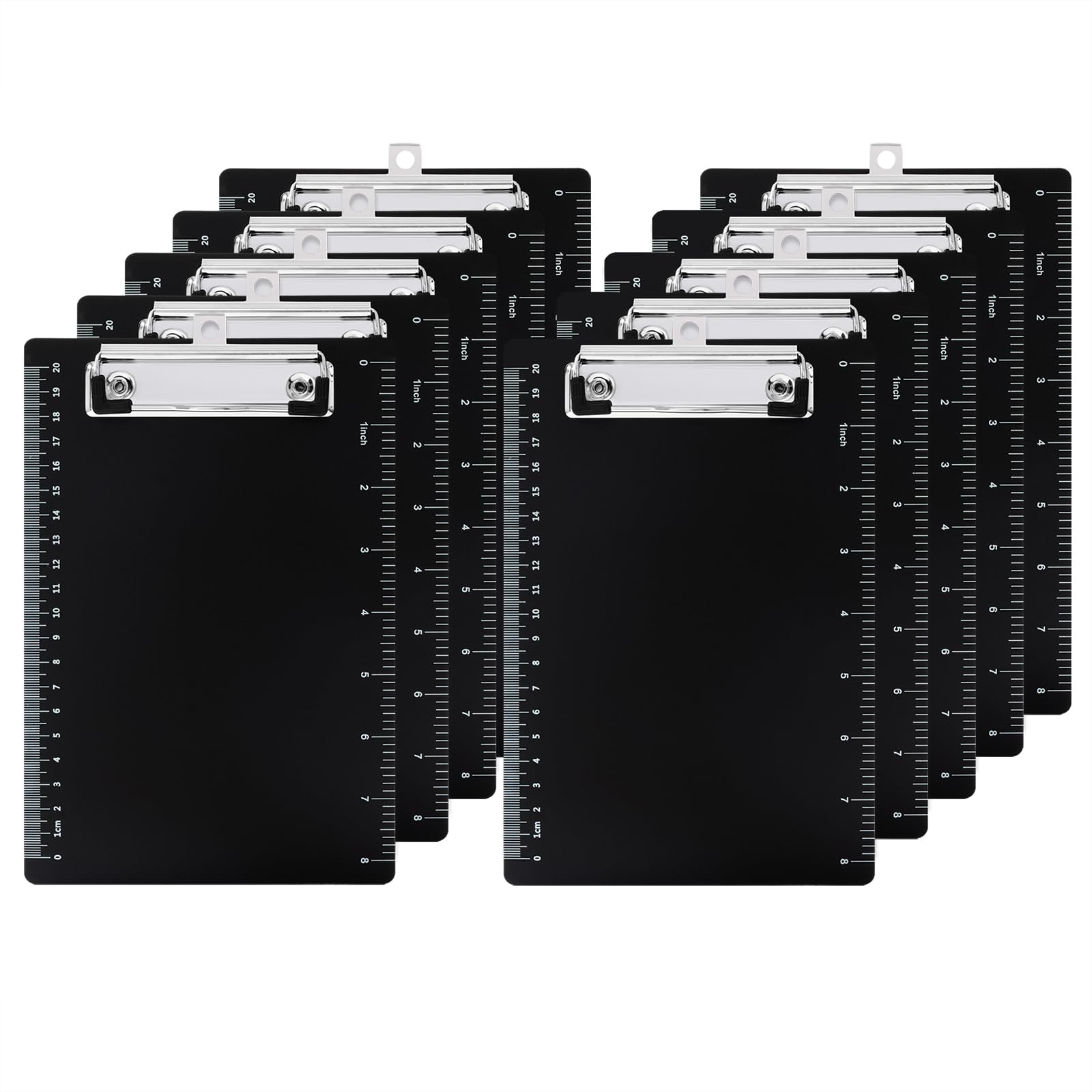 Srvnpioy 10 Pack Plastic Clipboard A5 with Low Profile Clip, Black Writing Pad Board A5 for Office, Warehouse, Hospital