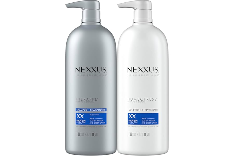 Nexxus Shampoo and Conditioner Therappe Humectress 2 Count for Dry Hair Silicone-Free, Moisturizing Caviar Complex and Elastin Protein for thicker and stronger hair 33.8 oz