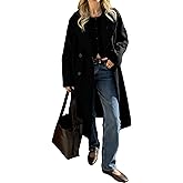 Cazaddi Women's Long Wool Coat Notch Lapel Double Breasted Wool Blend Winter Pea Coat