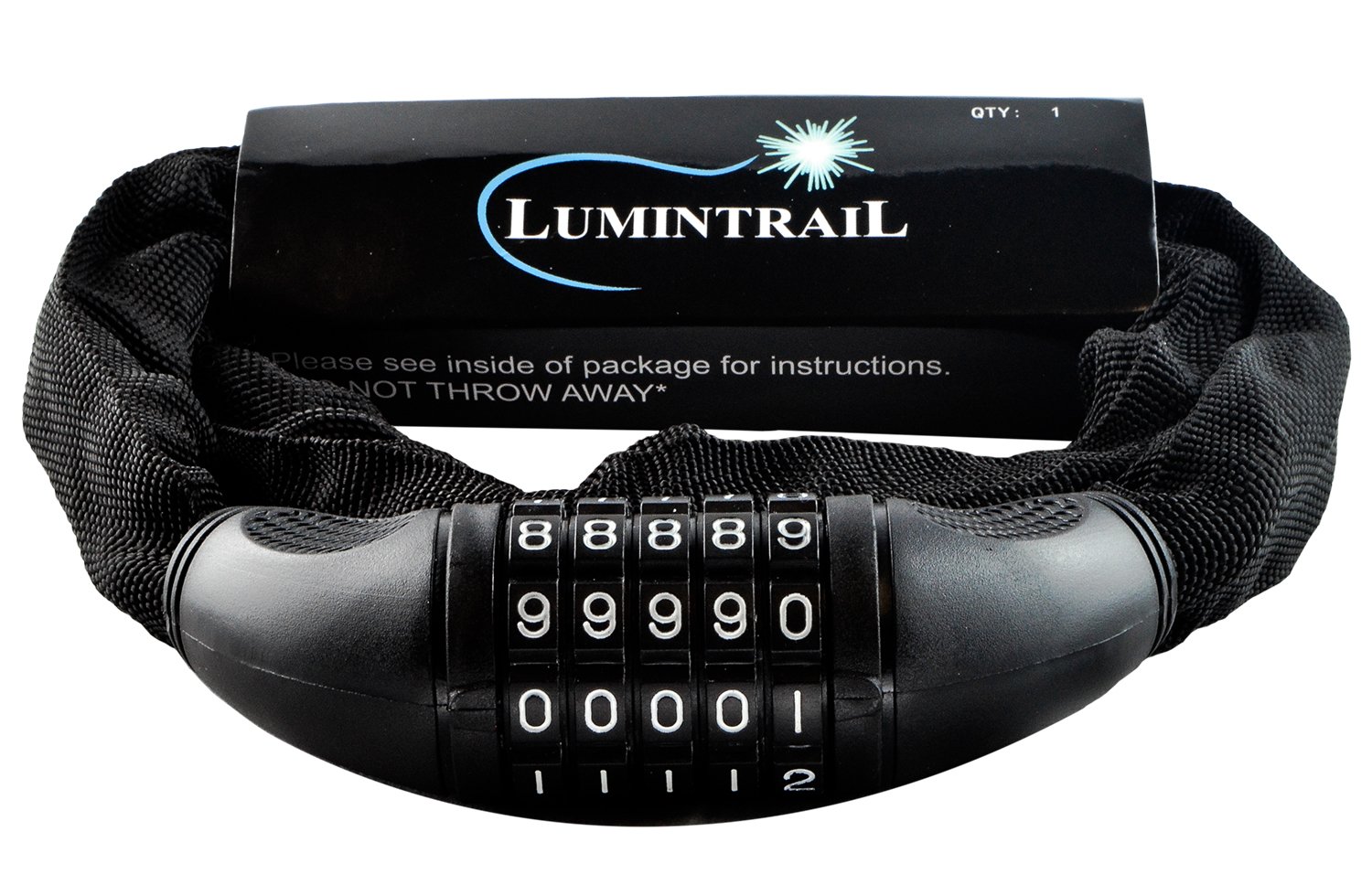 Outdoor Recreation Lumintrail Combination Bike Chain Lock 6x900mm