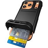 Scooch for iPhone 17 Pro Case with Card Holder, Wingmate Wallet Case with Hidden Card Slot and RFID Protection, Holds 3 to 4 Cards, 10-Foot Drop Protection, Black