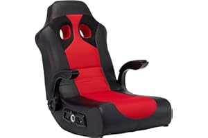 X Rocker Vibe 2.1 Floor Rocker Chair - Video Gaming Chair with Bluetooth and Vibration Motors - Immersive Audio with Speakers & Subwoofer - Ergonomic Design for Comfortable Entertainment - Black/Red