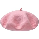 AWAYTR Wool French Beret Hats - Solid Color Artist Beret Hat for Women and Kids