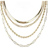 Ondder Gold Layered Necklace for Women Choker Necklace for Women Dainty Charm Gold Chain for Women Chunky Necklace Stack Gold Jewelry