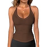 Jar of Love Workout Tank Tops for Women V Neck Racerback Cotton Ribbed Sapghetti Tank Fitted Basic Cami Tops