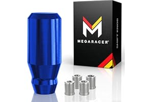 Mega Racer 8cm Blue Aluminum Shift Knob - for Buttonless Automatic and 4, 5 and 6 Speed Manual Transmission Vehicles, Interior Automotive Replacement Parts, 1 Piece