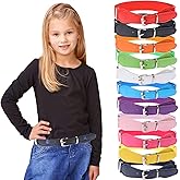 Olgaa 12 Pieces Kids Belt Adjustable Elastic Fashion Belt with Pin Buckle for Girls Kids, 12 Colors