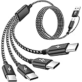 USB C Splitter Multi Charging Cable 1 Pack,USB A/C to USB C Charging Cord,Dual Type C Charger Cord,4 in 2 Multi Charger Cord with 4 Type-C Connectors Compatible with iPhone16/15/Cell Phones Tablets.