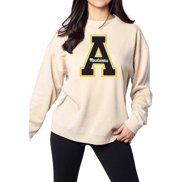 Chicka-d Women's Oversized Corded Crew Sweatshirt - Vintage Wash, NCAA Officially Licensed