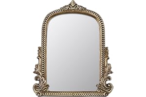 LuHeToz Antique Arched Mirror for Dressing Table with Resin Frame, Small Size (30L x 25W CM), Standing Mirror for Living Room