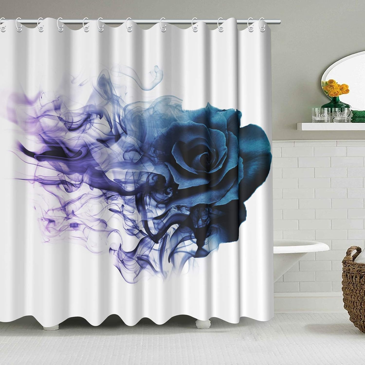 Abstract Ombre Blue Purple Shower Curtain for Bathroom, Luxury Purple