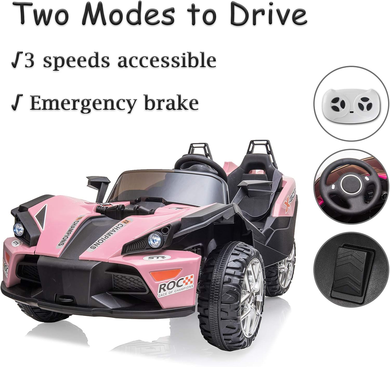 uenjoy kids ride on cars 12v electric with remote control 2 speed pink
