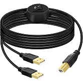 GELRHONR USB B Printer Cable Splitter, 14.7FT Printer Splitter for 2 Computers, Type B 2.0 Male to Dual USB A Male Y Cord 1 in 2 Out Print Cord Switcher 2 Computers Share Keyboard Mouse Scanner (4.5M)