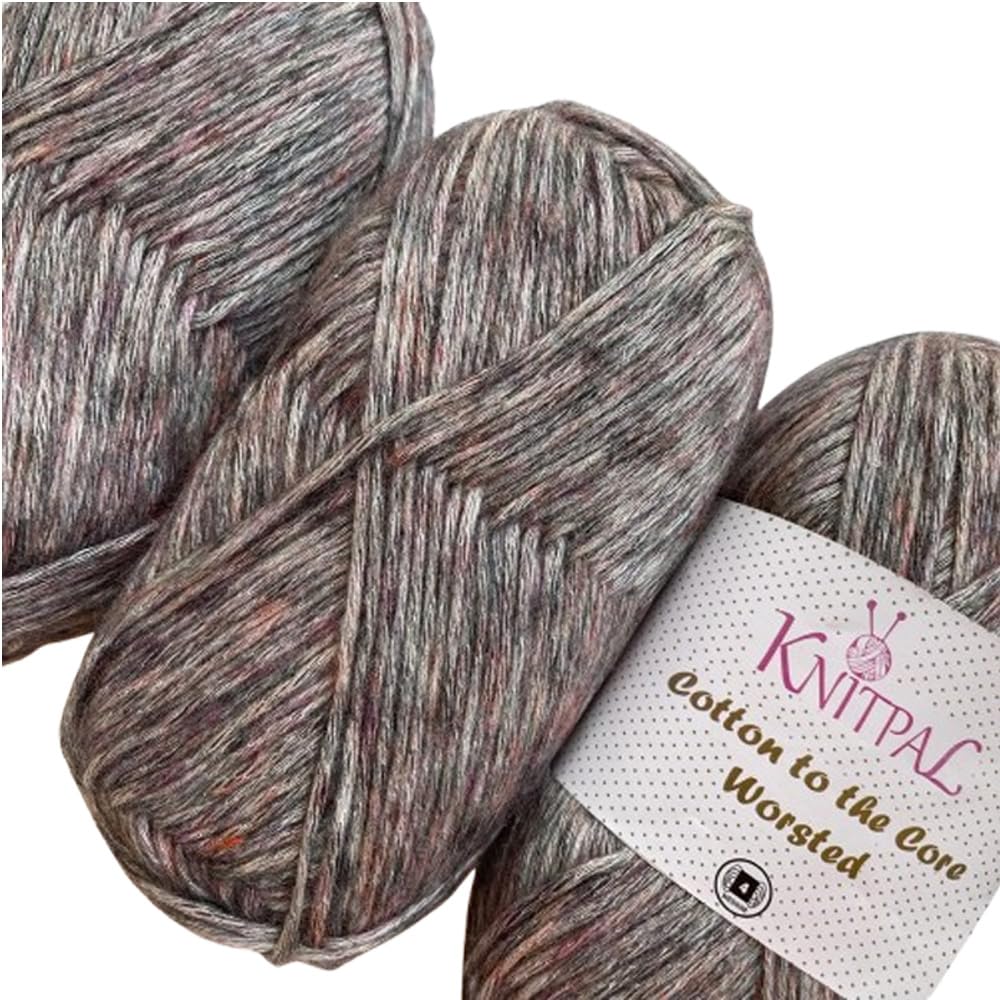 Cotton to The Core Medium Weight, Aran, Extra Soft Baby Cotton Blend Yarn for Knitting Crocheting Blankets, Two-Tone, 3 Skeins, 597m/300g (Blueberry Blue)
