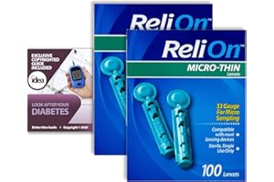 IDEA SHOP USA ReliOn Micro-Thin Lancets, 100 Ct, 33 Gauge for Micro Sampling (2 Pack) Bundle with Exclusive "Look After Your Diabetes" - Better Idea Guide (3 Items)