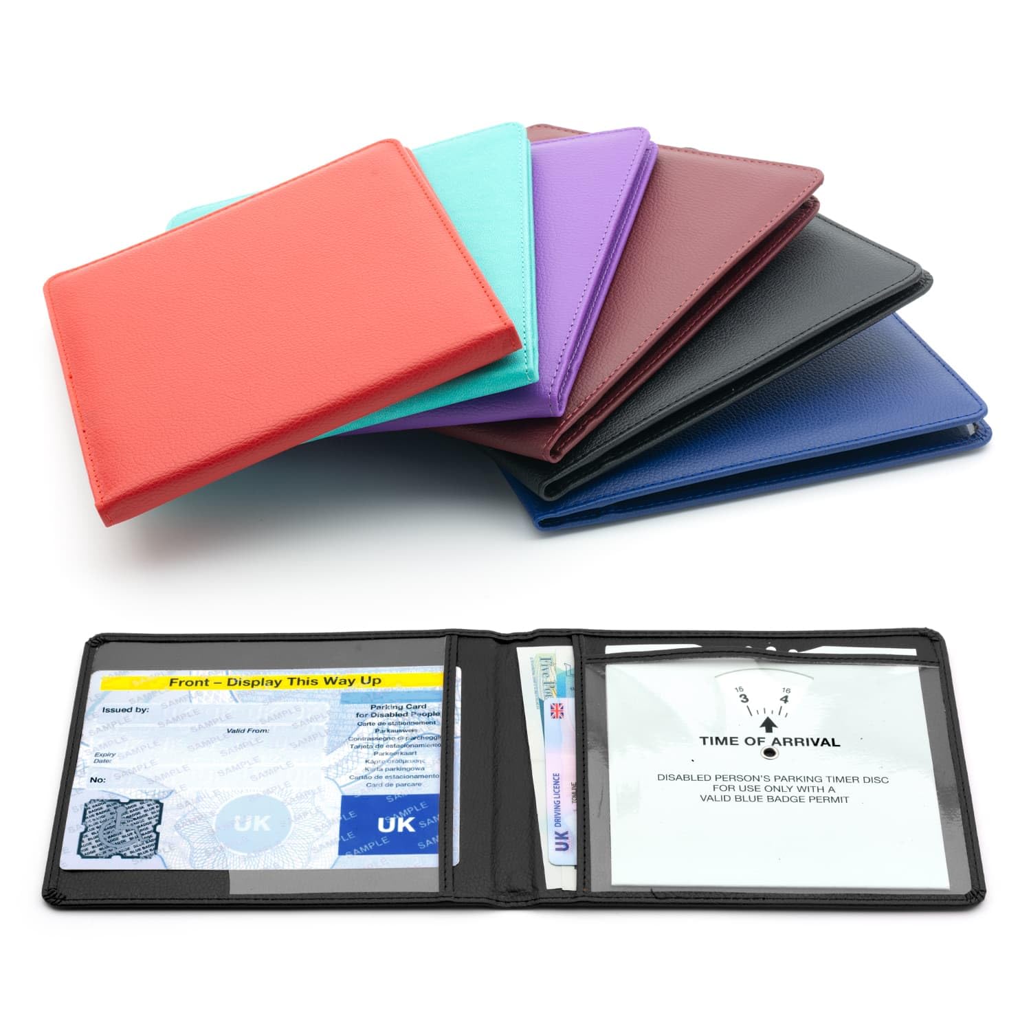 CKB LTD Black Disabled Badge Holder Wallet for Car Blue Badge Soft PU Leather Protector Disability Parking Permit Protective Cover (Black)