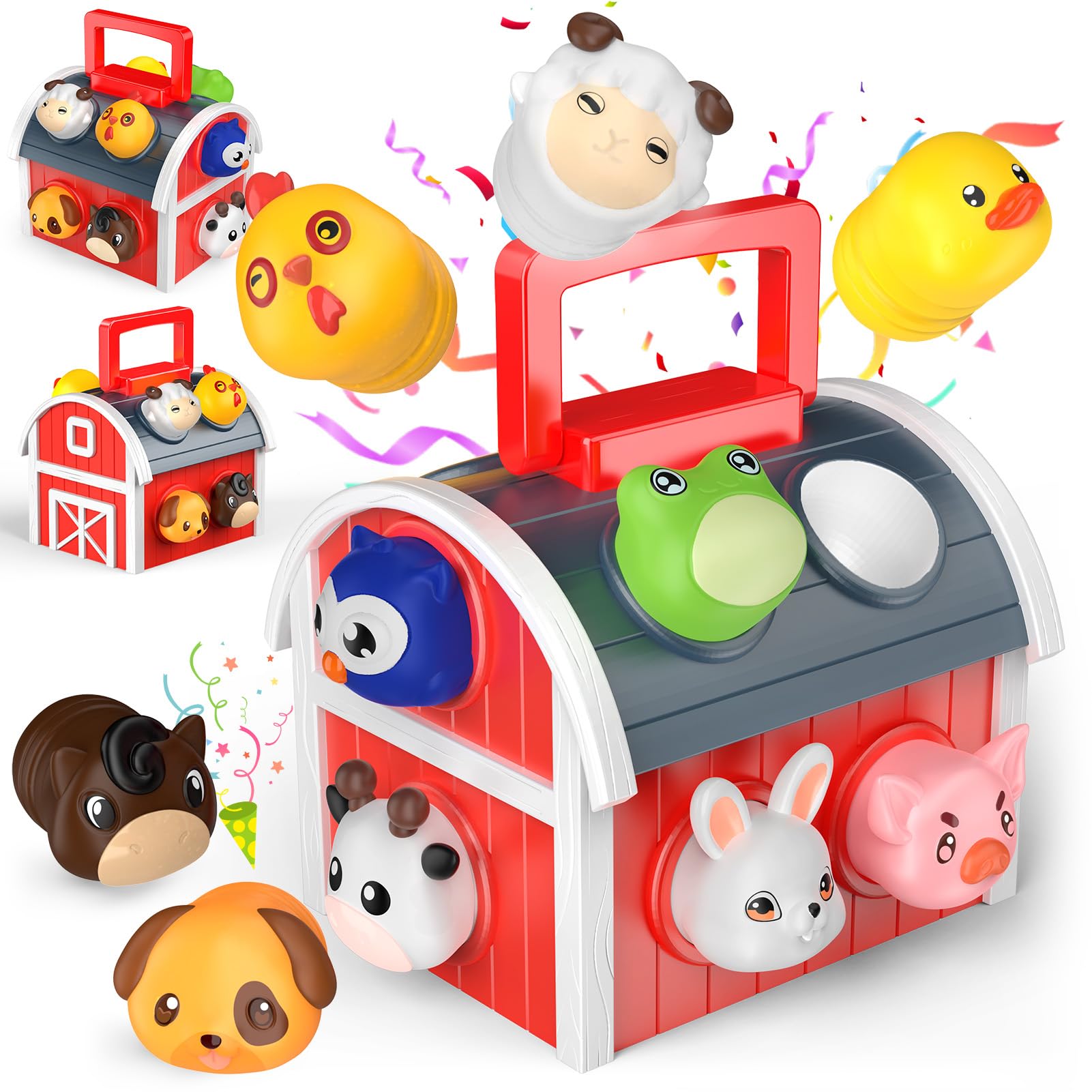 SnapGlowz 1-6 Year Old Girl Gifts, Animal Farm Montessori Toys for 1-5 Year Old Toddler Boy Toys 2-3 Farm Animals for Toddlers 1-3 Animal Toys Toddler Girl Toys Sensory Birthday Gifts for Girls