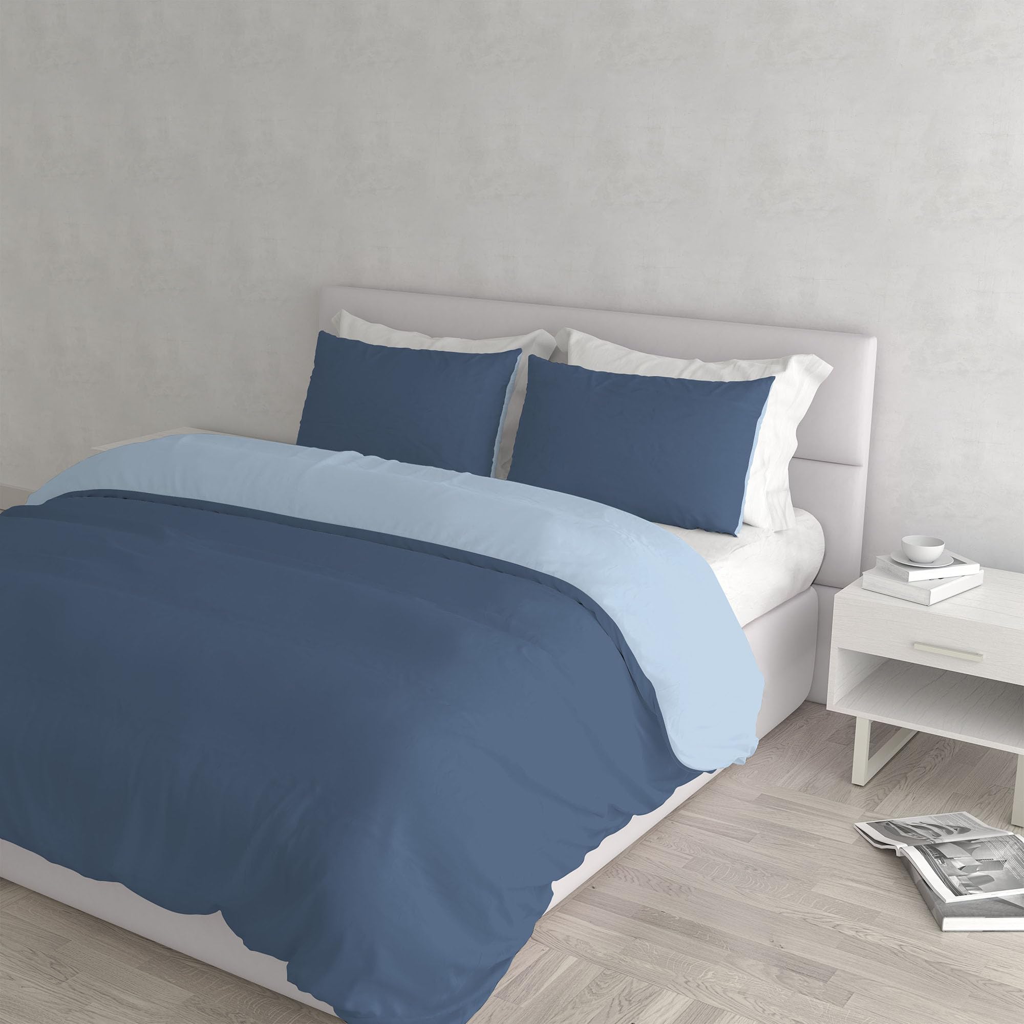 Natural Colour Duvet Cover Set, Avio/light blue, Double
